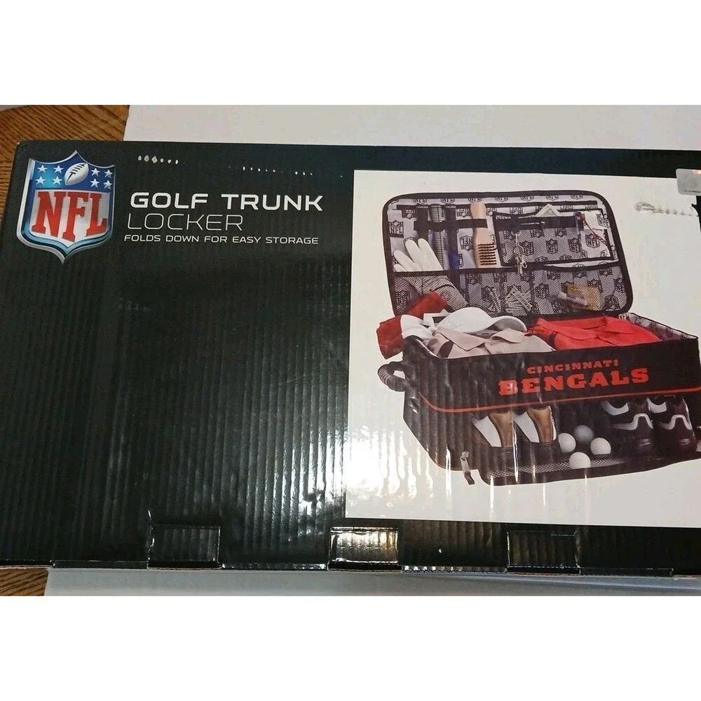 NFL CINCINNATI BENGALS GOLF TRUNK LOCKER FOLDS EASY STORAGE  24×14×10 NIB